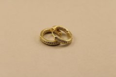 Náušnice- kruhy- číre zirkóny- kĺb. pozlátené striebro- 925/1000