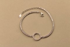 Náramok - posiaty čírymi zirkónikmi - rhodiované striebro