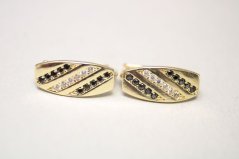 Náušnice-žlté zlato-čire-čierne zirkón-patent-14 karátov