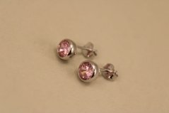 Náušnice- ružový zirkón- puzetky- rhódiované striebro
