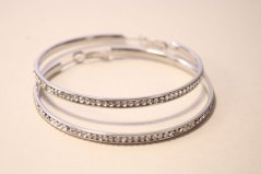 Oceľové náušnice kruhy so zirkónmi, omega zapínanie, 12,51 g, 316/L