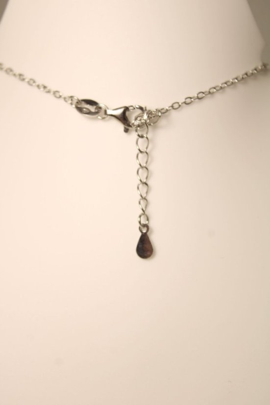 Strieborná celebritka s príveskom ďatelinka, zelený malachit, rhodium, 42-45 cm, 2,58 g, 925/1000