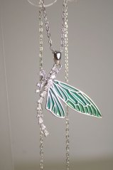 Strieborná retiazka s príveskom motýľ, číre zirkóny, farebný smalt, rhodium, 41,5-47 cm, 3,18 g, 925/1000