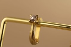 Zlaté dámske náušnice - Francúzke zapínanie - Zirkón - 14k - Žlté zlato