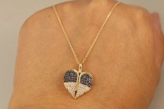 Celebritka-Srdce-Krídla-Číre a čierne zirkóny-Anker-Žlté zlato-14k