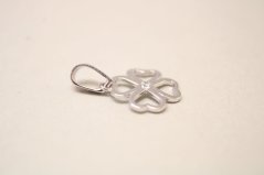 Prívesok- štvorlístok -zdobený čírym zirkónom-biele zlato-14 karátov