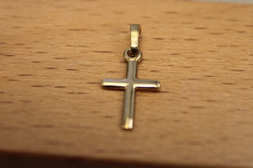 Zlatý prívesok krížik hladký povrch, žlté zlato, 0,33g, 14karátov, 585/1000