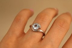 Prsteň - Topás - číre zirkóny - biele zlato - 14 karátov