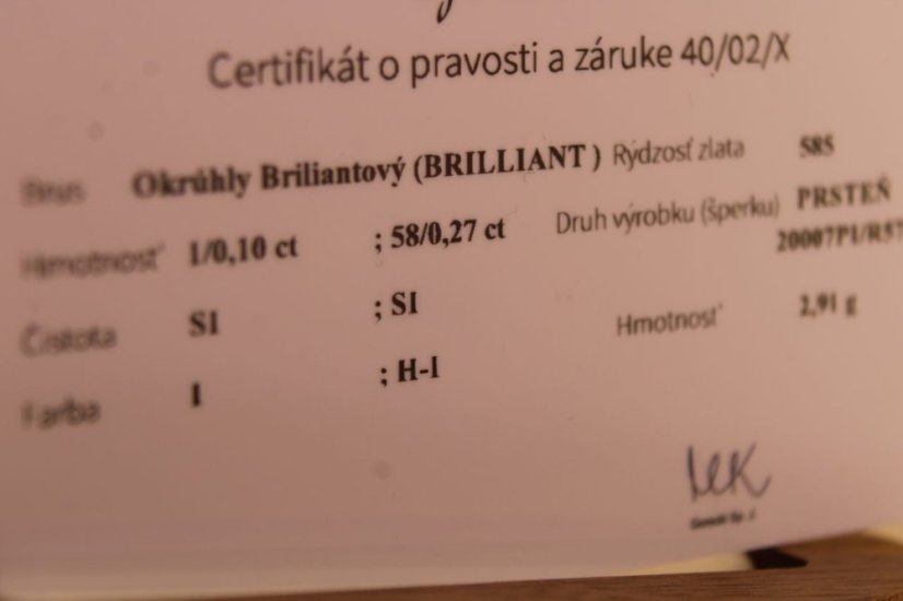 Zlatý prsteň - Centrálny briliant - 14k - žlté zlato