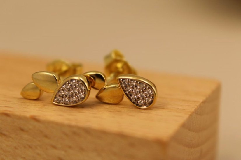 Náušnice-diamanty 0,060 ct-H/Si-žlté zlato-puzetky-14 karátov