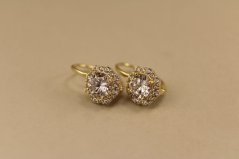 Náušnice- číre zirkóny- patent- pozlátené striebro
