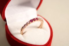 Prsteň-Rose Gold - farebné zirkóny-pozlátené striebro
