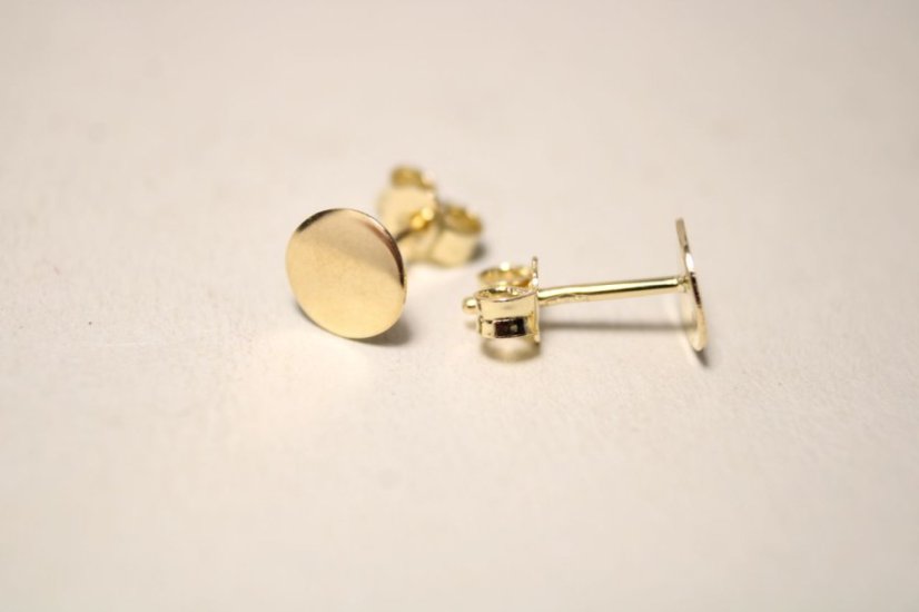 Náušnice- žlté zlato-hladký povrch-žlté zlato-puzetky-14 karátov