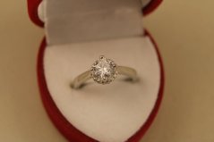 Prsteň - číry zirkón - rhodium - striebro