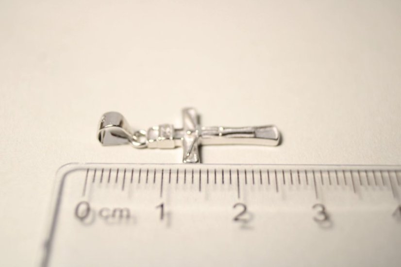 Strieborný prívesok krížik - JEŽIŠ, rhodium, 1,18 g, 925/1000