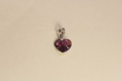 Prívesok-srdiečko- swarovski crystal ružový-striebro