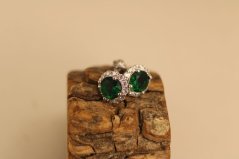 Náušnice - zelený a číry zirkón - šrúbky - striebro