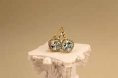 Náušnice - svetlomodrý zirkón - patent - pozlátené striebro