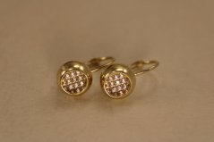 Náušnice - guličky so zirkónmi - patent - žlté zlato - 14k