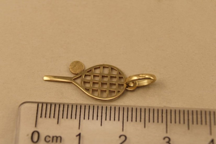 Prívesok- tenisová raketa s loptičkou- žlté zlato- 14K