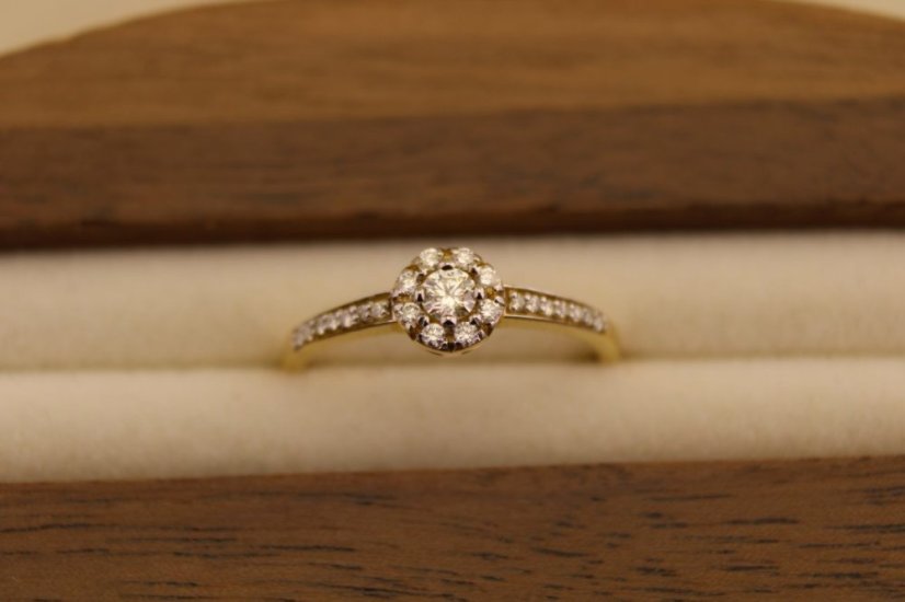 Zlatý prsteň - Briliantový veniec - 14k- Žlté zlato