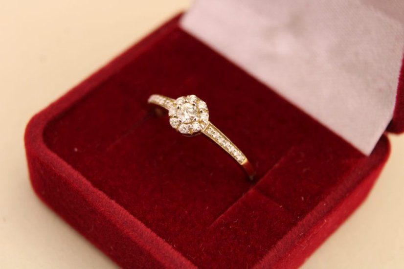 Zlatý prsteň - Briliantový veniec - 14k- Žlté zlato