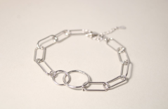 Strieborný náramok v modernom štýle, rhodium, 17-20 cm, 4,17 g, 925/1000