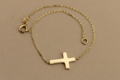 Zlatý náramok - Hladký krížik - 14k - Žlté zlato