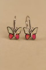 Náušnice- motýliky- opál- patent- rhódiované striebro