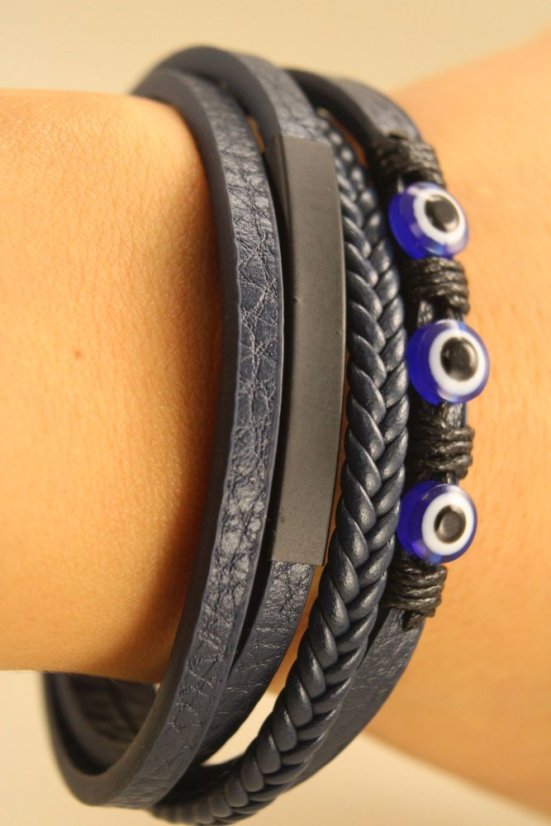 Pletený kožený náramok s magnetickou sponou