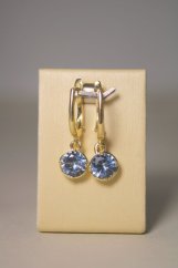 Náušnice -svetlo modré zirkóny-žlté zlato-francúzsky patent-14K