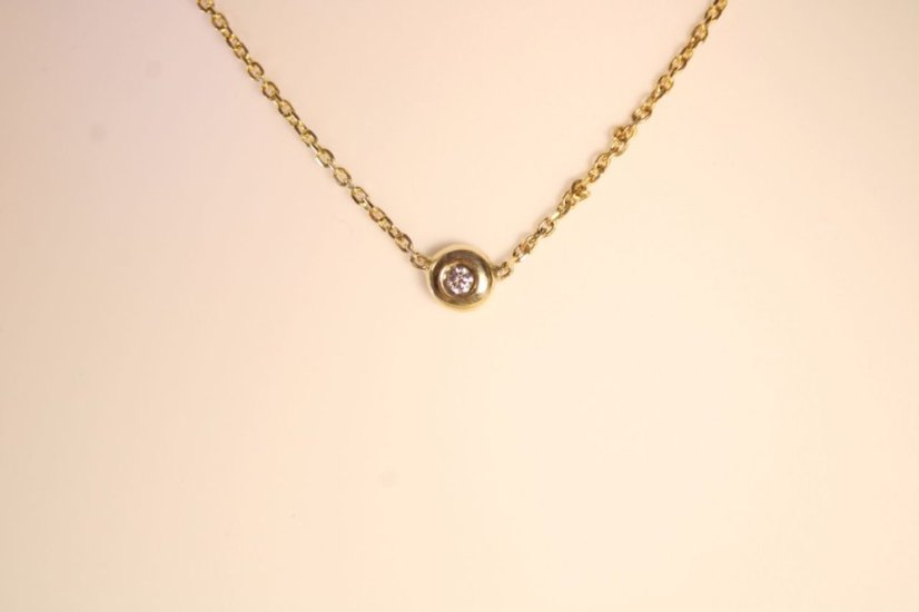 Zlatá retiazka - celebritka s diamantom 0,03 ct H/Si v prívesku, žlté zlato, 41,5-44 cm, 1,91 g, 14 karátov 585/1000
