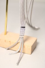 Náhrdelník-pletené striebro-číre zirkóny-rhodium-striebro