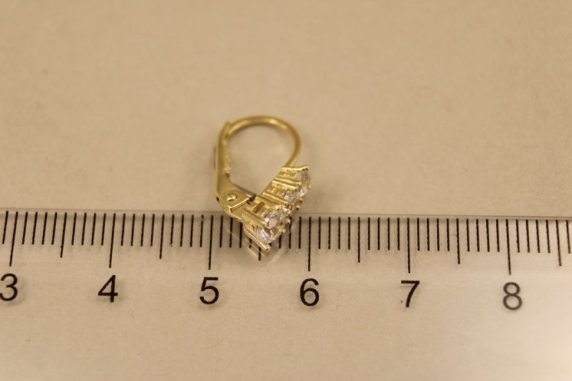 Náušnice- číre zirkóny- patent- žlté zlato- 14 karátov
