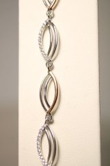 Luxusný strieborný náramok s čírymi zirkónmi, kombinované striebro, 17,5-21 cm, 4,85 g, 925/1000