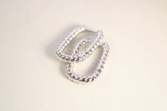 Strieborné zapletané náušnice v obdĺžnikovom tvare, rhodium, zacvákavacie zapínanie, 5,53 g, 925/1000
