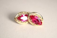 Náušnice- vyrezávaný vzor- farebný zirkón- žlté zlato- 14 karátov