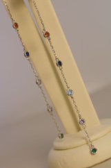Visiace náušnice-farebné zirkóny-puzetky-rhodium-striebro