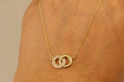Celebritka-Prepojené kruhy-Číre zirkóny-Anker-Žlté zlato-14k