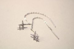 Strieborné jemné náušnice s čírymi kamienkami zirkóna, rhódium, prevliekacie, 0,93g, 925/1000