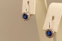 Náušnice-modrý a číry zirkón-patent-striebro