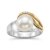 Prsteň- biela perla- diamanty- 0,010 ct- viacfarebné zlato- 14 karátov