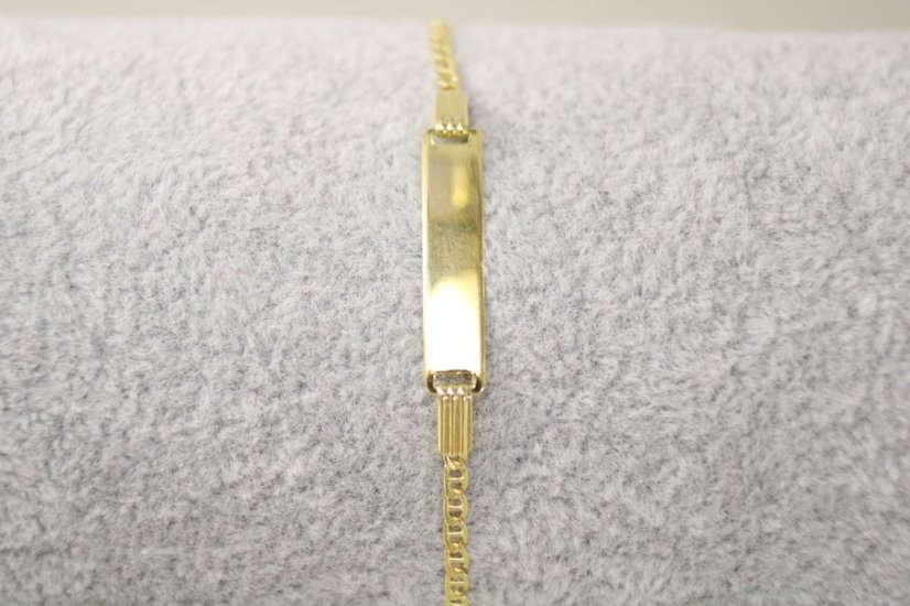 Zlatý náramok Marina Gucci s platničkou, žlté zlato, 13-15 cm, 1,50 g, 14 karátov 585/1000
