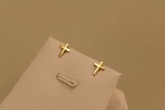 Náušnice-v tvare krížika-puzetky-žlté zlato-14K