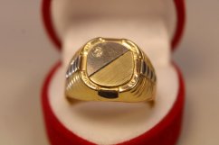 Prsteň pre pánov-zdobený-viacfarebné zlato-číry zirkón-14 karátov