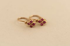 Zlaté náušnice - Novorodenecké - Mini kvietok - Rúžové zirkóny - 14k Rúžové zlato