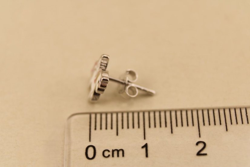 Náušnice- jednorožec- farebný smalt- puzetky- rhódiované striebro