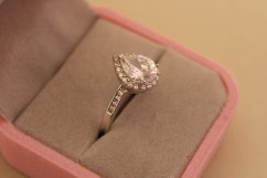 Strieborný prsteň slza - Číry zirkón - 925 - rhodium