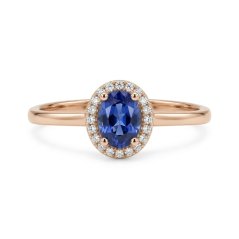 Prsteň - Tanzanit - brilianty 0,05 ct - rúžové zlato - 14K