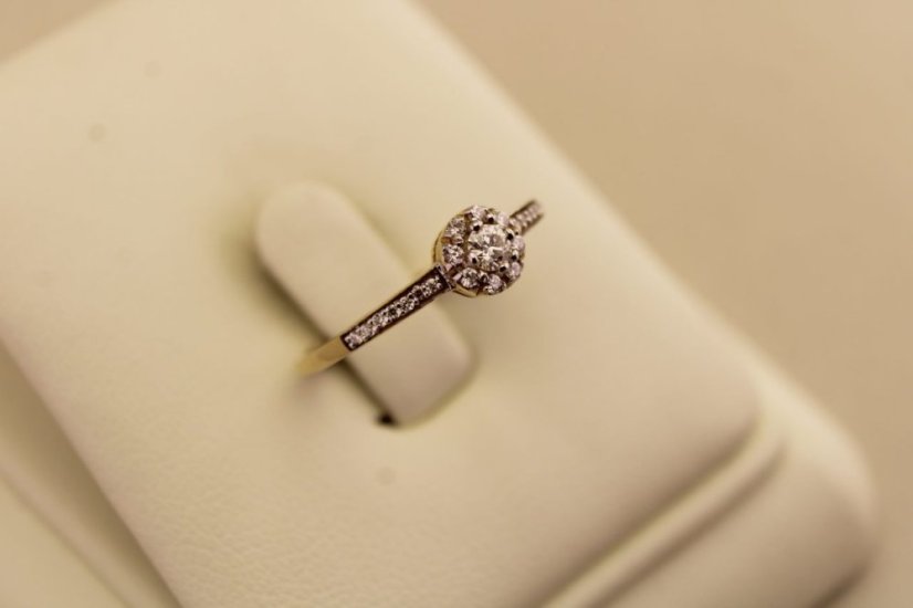 Zlatý prsteň - Briliantový veniec - 14k- Žlté zlato